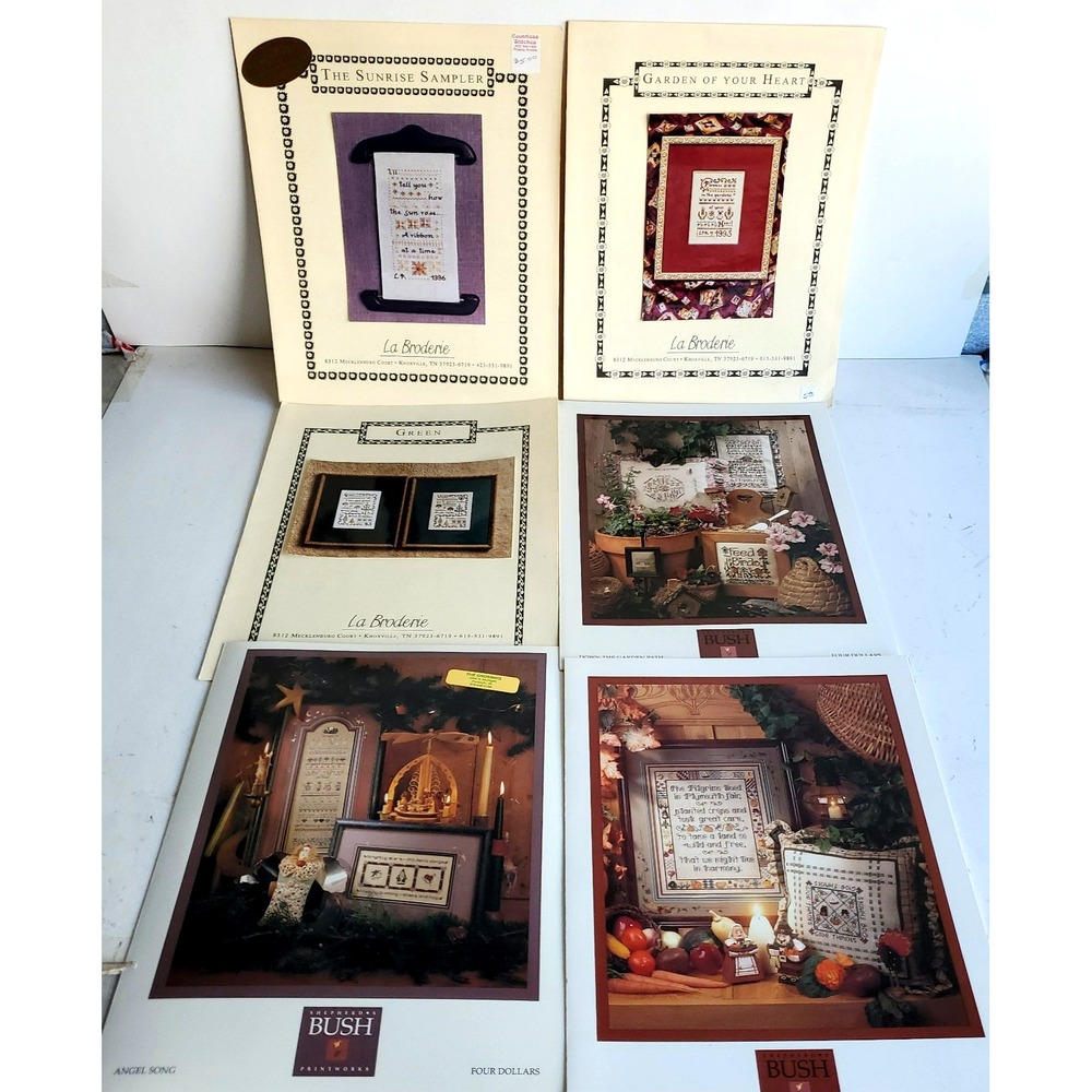 VTG La Broderie Cross Stitch Pattern Garden of Your Heart Lot 6 OOP HTF